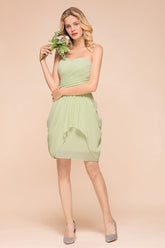 Chic Chiffon Sweetheart Short Bridesmaid Dresses with Ruffle-27dress